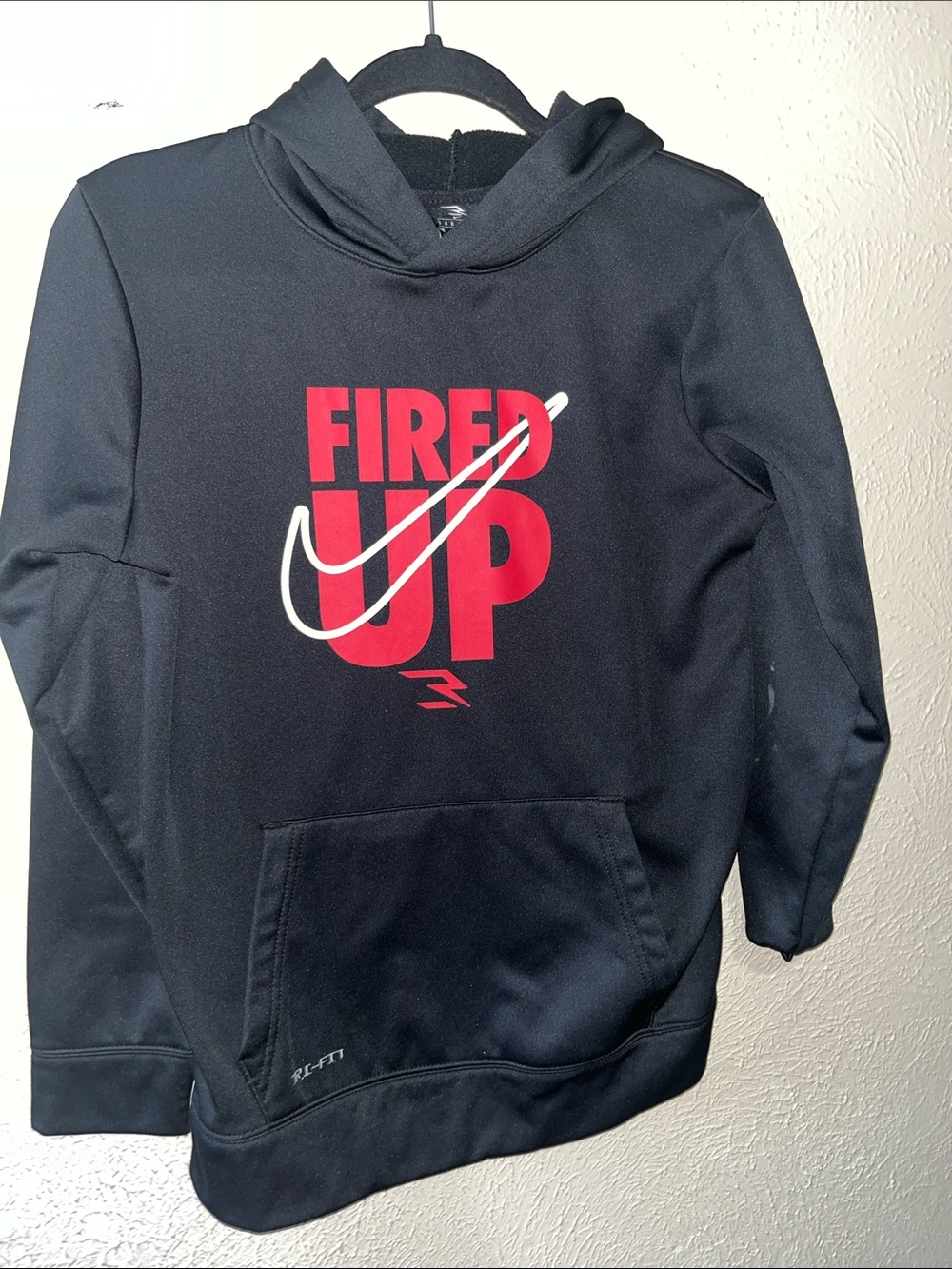 Nike Black Hoodie with Red FIRED UP Graphic
